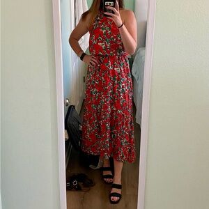 Halter Midi Dress with Tie around waist